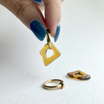 2wayフープイヤリングorピアス：donut series：ブラウン：ガラス：フュージングガラス：シーグラス：金属アレルギー対応：〈サージカルステンレス〉
