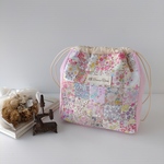 (11/5 New)Flower patchwork・大人可愛いしかく巾着