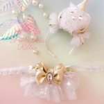 クリスマス　カチューシャ　チョーカー セット☃️パールゴールド⚜️candypop & cherie⚜️