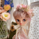 お花のヘッドドレス❁シフォンのリボン☆ネオブライス☆ドライフラワーとプリザーブドフラワー