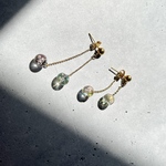 まんまる小ぶりのガラス　ピアス（グリーン）　　　イヤリング変更OK