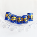 5個 合成水晶 六字真言 彫刻 ビーズ /⑤青【12㎜×8㎜】 (taimetalB-201） アジアン 中華 チャイナ