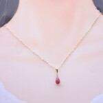 宝石質  ルビー ブリオレット ドロップ 1粒ネックレス 14kgf ネックレス 天然石 7月誕生石 ご褒美