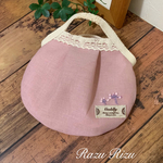 マスクケース　くすみピンクに二輪のわたげ　刺繍　マスクポーチ