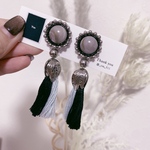 シルバー×ブラック タッセルピアス