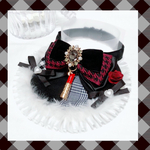 【♚ ꮳꮮꭿꮪꮪꭵꮳꭿꮮ ꮇꭴꭰꭼꮢN♚】グレンチェックドッキング襟🖤ファー付きホワイトロゼット《ケープスタイ首輪》