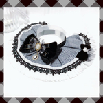 【♚ ꮳꮮꭿꮪꮪꭵꮳꭿꮮ ꮇꭴꭰꭼꮢN♚】グレンチェック柄🖤ホワイトプリーツレース《ケープ首輪》限定品