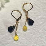 イエローサファイアとオニキスピアス【14kgf】