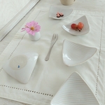 白のストライプ　三角皿　豆皿
