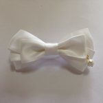 ふわり！サテンのフラワーリボンヘアアクセ(ヘアゴム、クリップ、バレッタあり)再販①