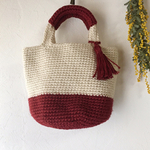 【送料無料】タッセル付き麻紐かごbag レッド