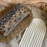 【new】訳あり刺繍リボン　ペンケース　ブラウン