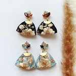 インド刺繍リボン × ビジュー ピアス / イヤリング