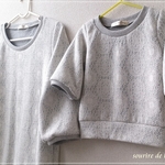 【G様オーダー品】ニットプルオーバー〈ドイリー柄・TOP杢 グレー〉 size90 & Ladies M