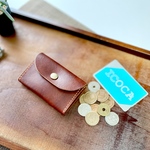 【イタリアンレザー】カードが1枚入るコインケース　ブラウン　秋カラー　カードケース　パスケース　通勤　本革　牛革　ヌメ革　