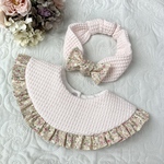 スタイ　ヘアバンド　セット　ベビーピンク　バラ　花柄