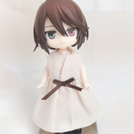 ベーシック無地_ウエストリボンなし_ベージュゆったりワンピース【ねんどろいど/オビツ11】