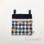 フタなし！移動ポケット【ギンガムチェックに花柄】