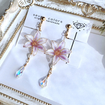 【再販】煌めく白ユリ(パープル)(ピアス,イヤリング)(ディップアート)