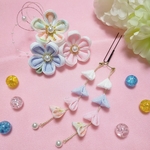 現品ラスト1点限り！七五三に＊大きめお花つまみ細工の髪飾り(パステル)　3歳　7歳　753