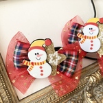 クリスマス⭐️プチギフト♡雪だるま☆チェック♡キッズリボンヘアゴム2点セット