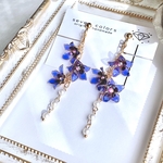 【再販】シャラシャラ揺れる桔梗(ピアス,イヤリング)(ディップアート)