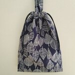 撥水オックス・持ち手付き巾着袋・大　葉っぱ柄