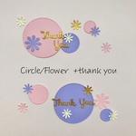 ダイカット　サークル／フラワー　+thank you   パープル&ピンク　2組1セット