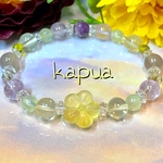 癒しのビオラブレスレット〜イエローフローライト グリーンアンバー レモンクォーツ アメジスト 癒し 天然石 パワーストーン ブレスレット 天然石アクセサリー