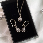 Sale  金アレ対応　クリスマスコフレ　ギフト　ネックレス　ピアス　イヤリング　14kgf ジルコニア　ダイヤ　セット　結婚式　ブライダル　ウェディング