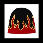 【Fire_street ニット帽 キャップ。】炎 ファイヤー ニットキャップ 黒 ブラック 病みかわいい ゴシック パンク ロック 量産型 ゴスロリ ストリート ユニセックス メンズ  Y2K