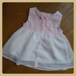☆SALE ☆ストライプ×シフォンのふんわりワンピース*80*