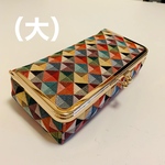 コブラン織ポツクス型がま口ポーチ（大）ハンドメイド