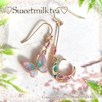Moon＆Butterflyピアスorイヤリング🦋🌙.*·̩͙ブルーパープル系