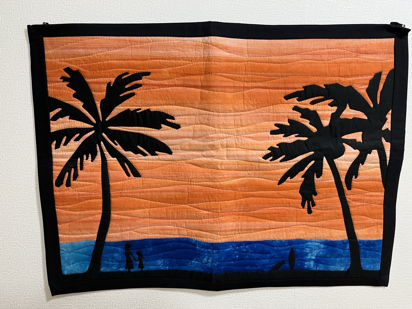 ハワイアンキルトタペストリー♡ ハワイアンキルト タペストリー 105cm ハイビスカス オレンジ