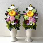 プリザーブドフラワーの仏花☆高さ28cmプリザ黄色菊ピンク白仏花小菊お供えお悔みに