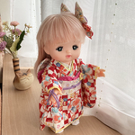 メルちゃんの着物セット*市松模様に花々