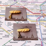 【再入荷】フランスパン×エッフェル塔のブローチ◆テレビでも使用