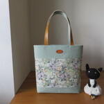 リバティ　ローズザンジーとバイオウオッシュ帆布を使ったお出かけトートバッグ （小さめ）