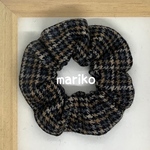 【再販】国産尾州ウール冬シュシュ 千鳥格子(しっかりゴム)