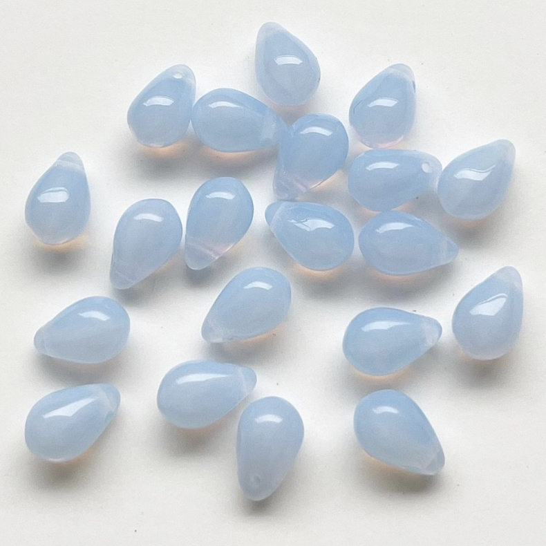 チェコビーズ 20個ドロップ(ミルキーブルー) - Beads Shop Lotus 