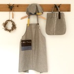 sさまオーダー：キッズエプロンセット「  △ blue × charcoal 」