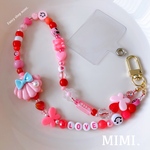 スマホハンドストラップ🎀ビーズストラップ💖スマホストラップ❤️pink shell ☺︎スマホ用タグ付☺︎/ MIMI.
