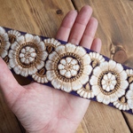 インド刺繍リボン　【1mカット済み】チュール　刺繍リボン   【ネイビー】