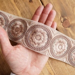 インド刺繍リボン　【1mカット済み】カラーチュール　刺繍リボン   【ベージュA】