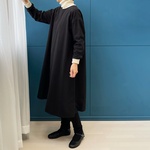 起毛コットンのワンピース。黒【受注製作】