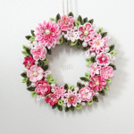 つまみ細工のリース《薔薇色》