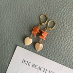 シェルハート　オレンジ珊瑚　フレンチフック　14kgf ピアス