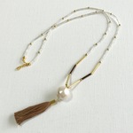 Perl long necklace  gold パールのロングネックレス ゴールド