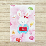 🐰透明水彩画　年賀状「着物うさぎちゃん」イラストポストカード ２枚セット　うさぎ　ウサギ　和風　お正月　正月飾り　梅　松